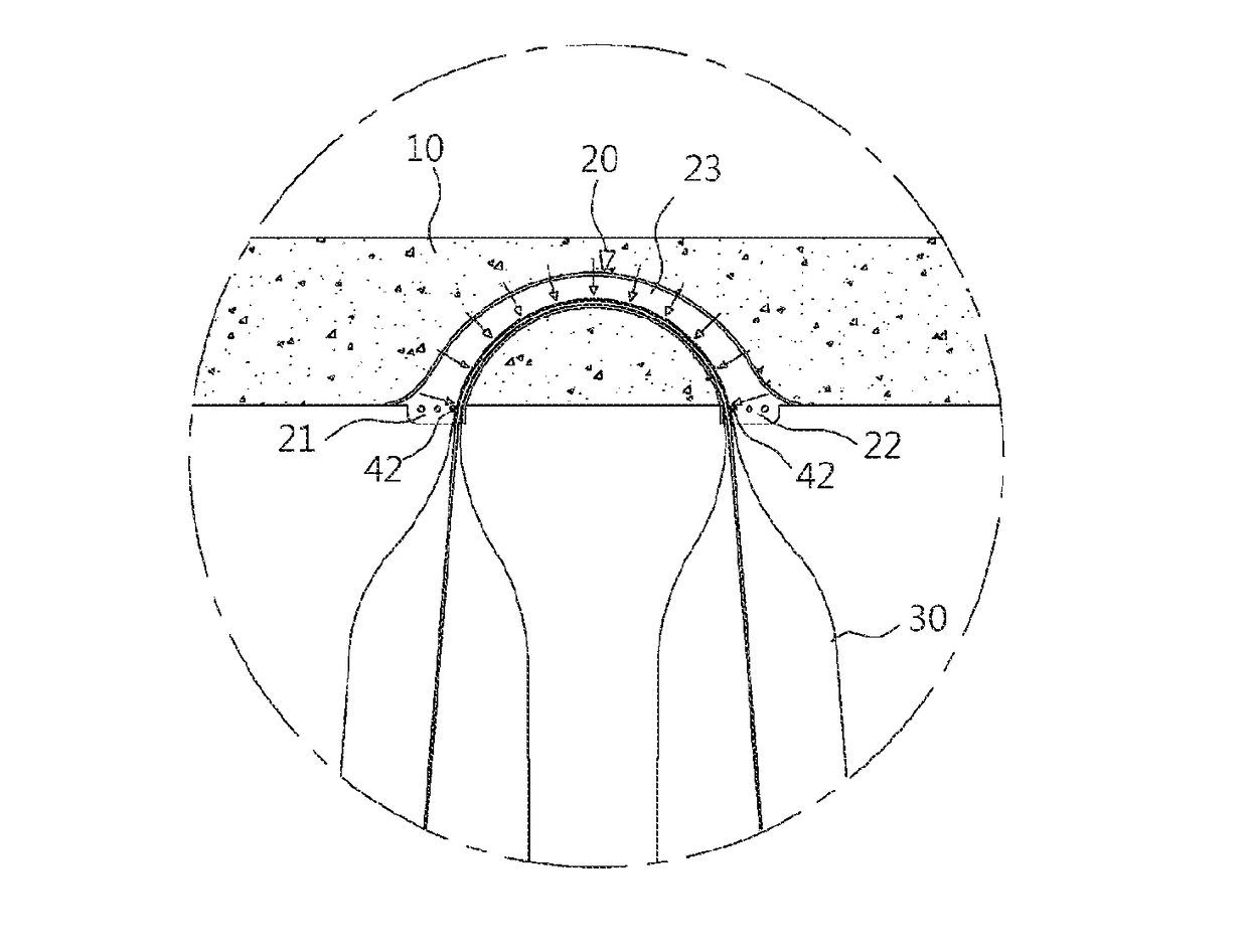 Construction method for band type fiber reinforcing material for reinforced-soil retaining-wall