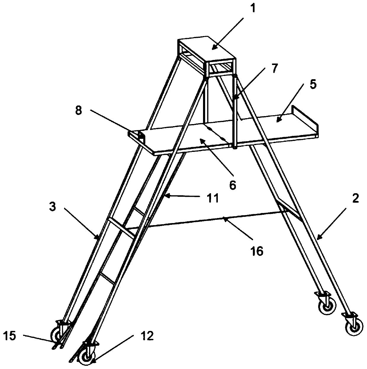 Self-movable herringbone ladder