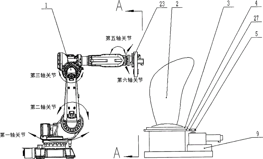 Industrial-robot-based abrasive belt grinding device for profiles of controllable pitch propeller and manufacturing method of abrasive belt grinding device