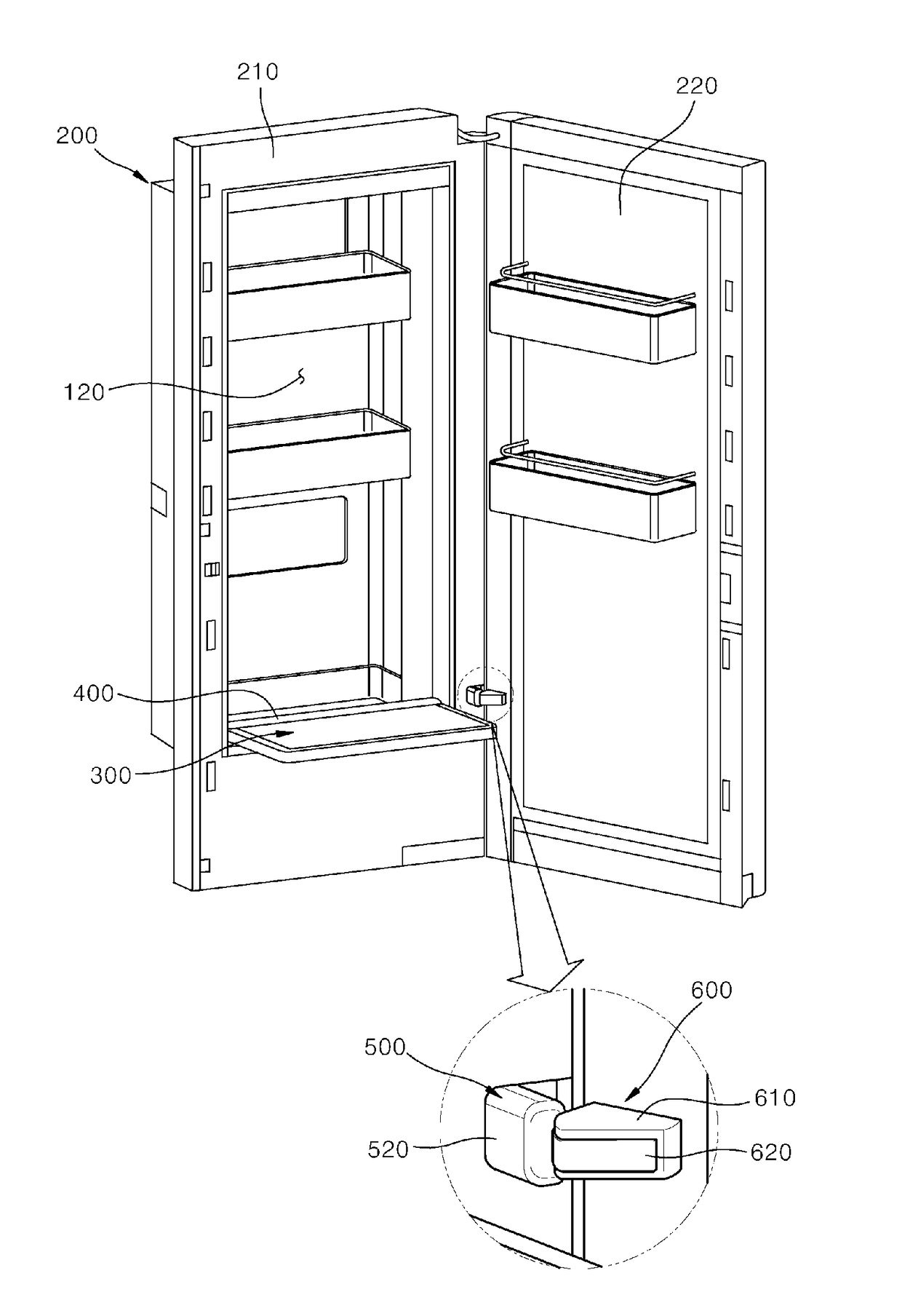 Refrigerator and folding guide device provided therein