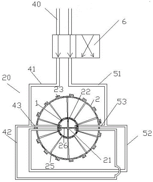 Pumping device with connection with radial slots and liquid storage tank