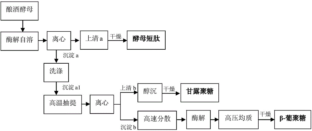 Yeast cell short peptide and yeast cell wall polysaccharide synchronous preparation method