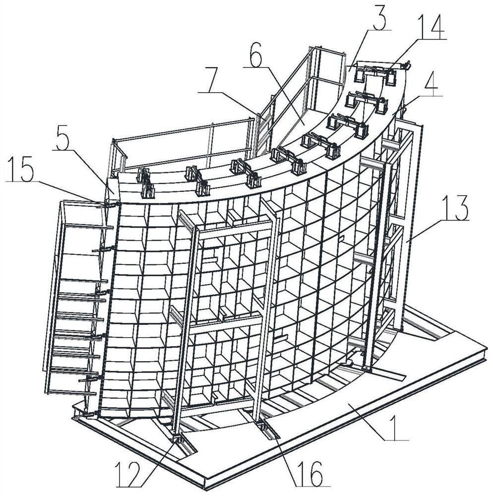 Segmental prefabricated assembly type concrete tower segment prefabricating mold and prefabricating process