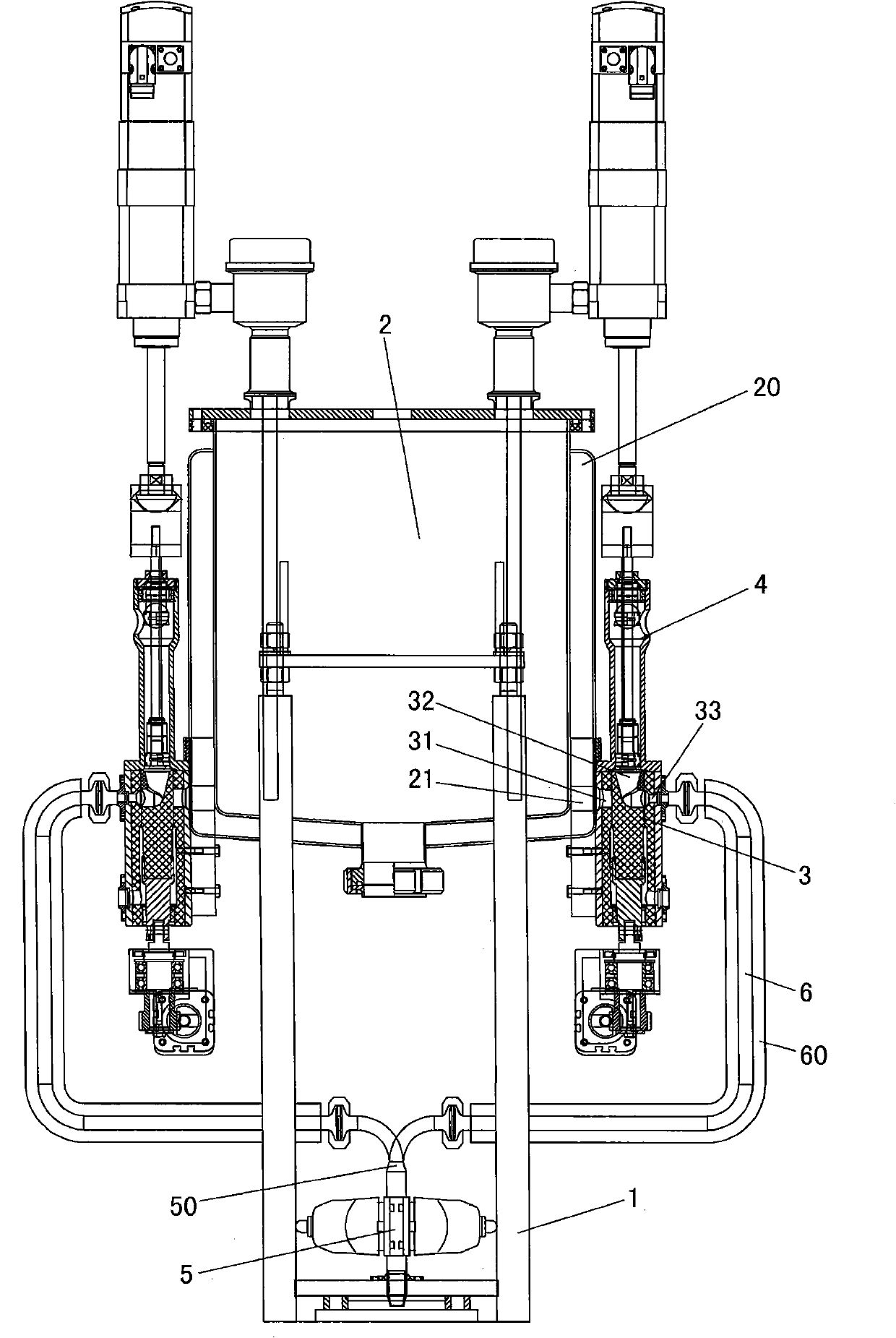 Filling device capable of filling high-temperature and high-viscosity materials