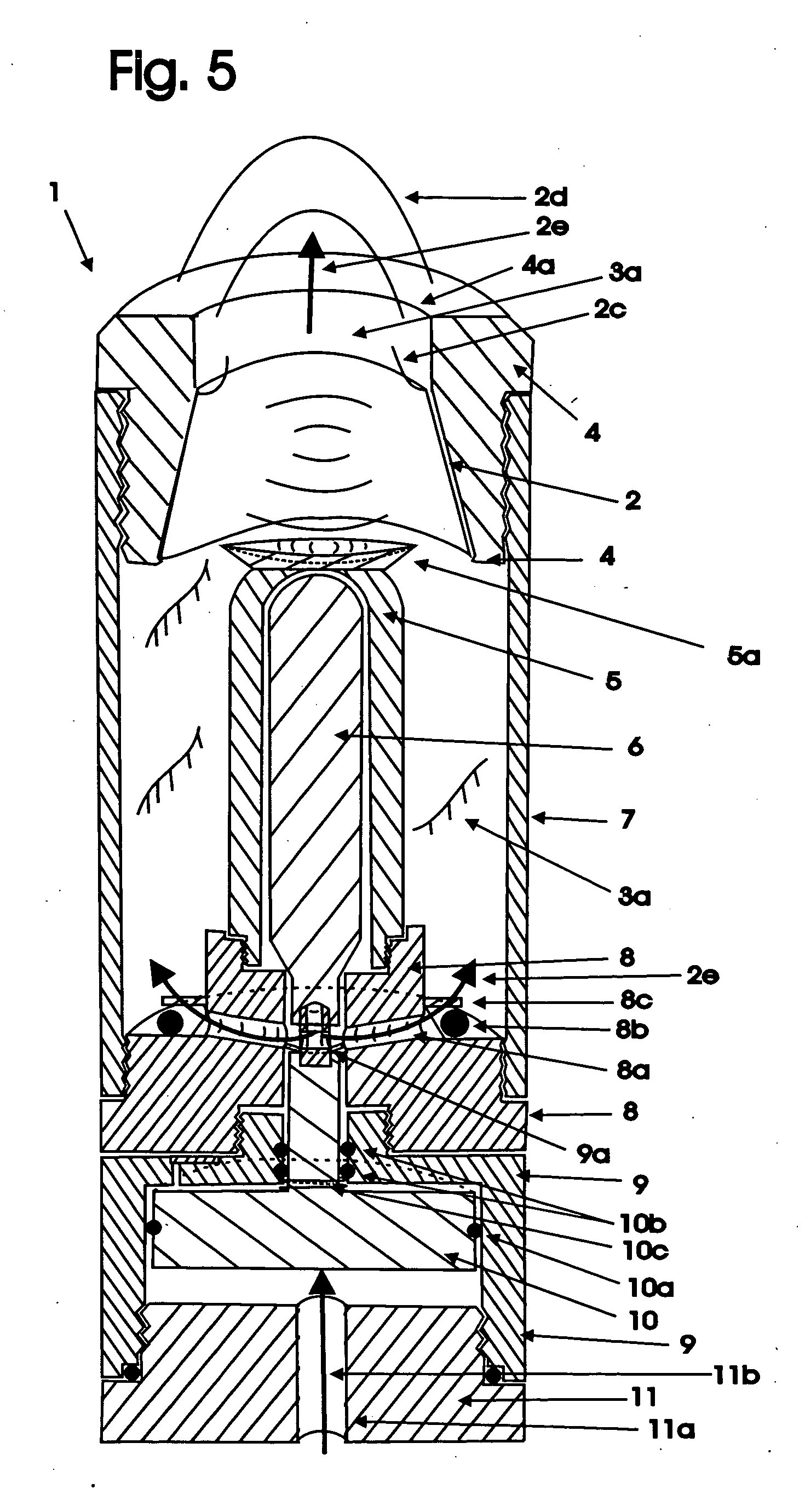 Gas projection device sometimes with a burst disk, producing loud sonic report and smoke plume