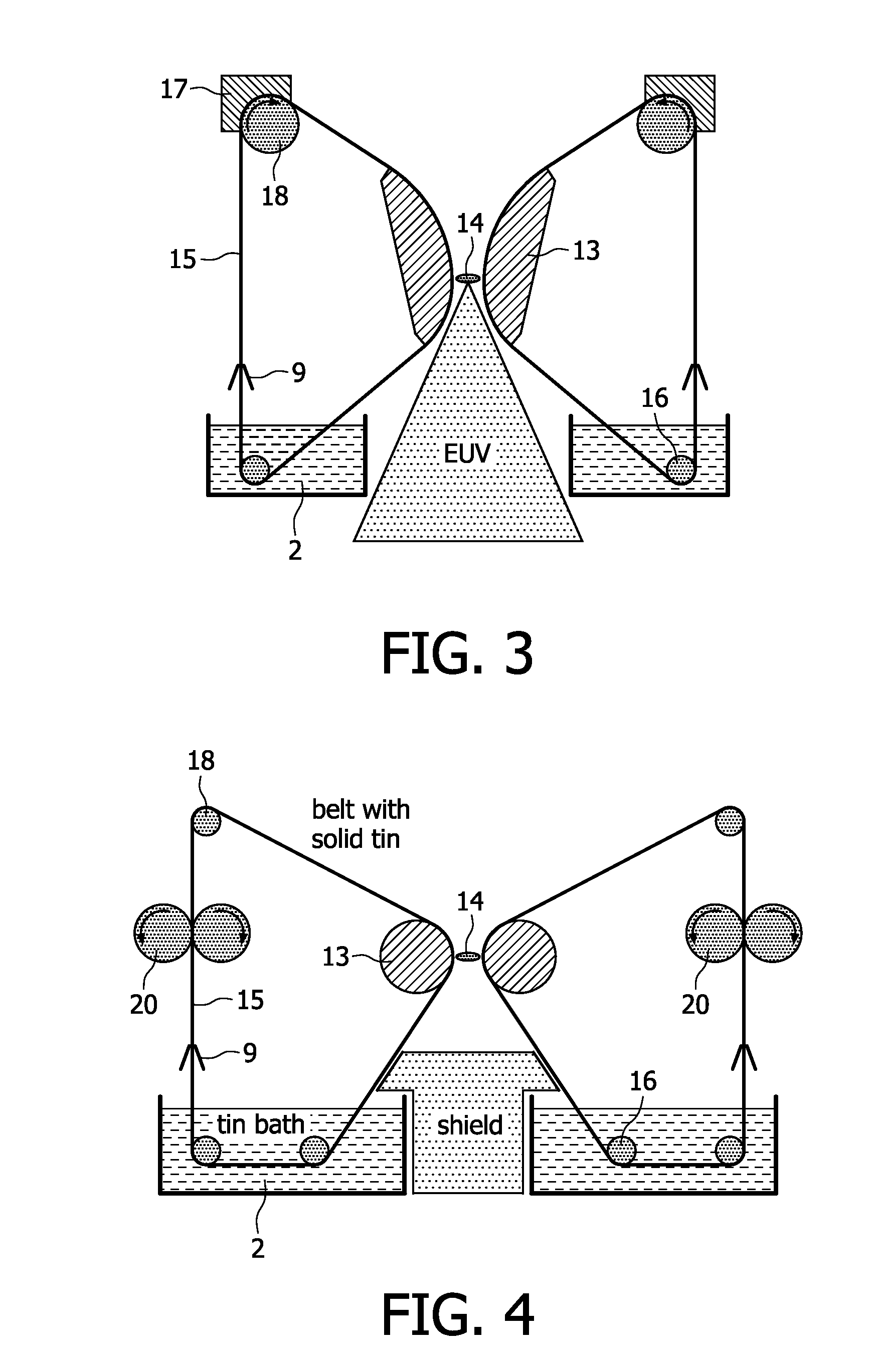 EUV plasma discharge lamp with conveyor belt electrodes