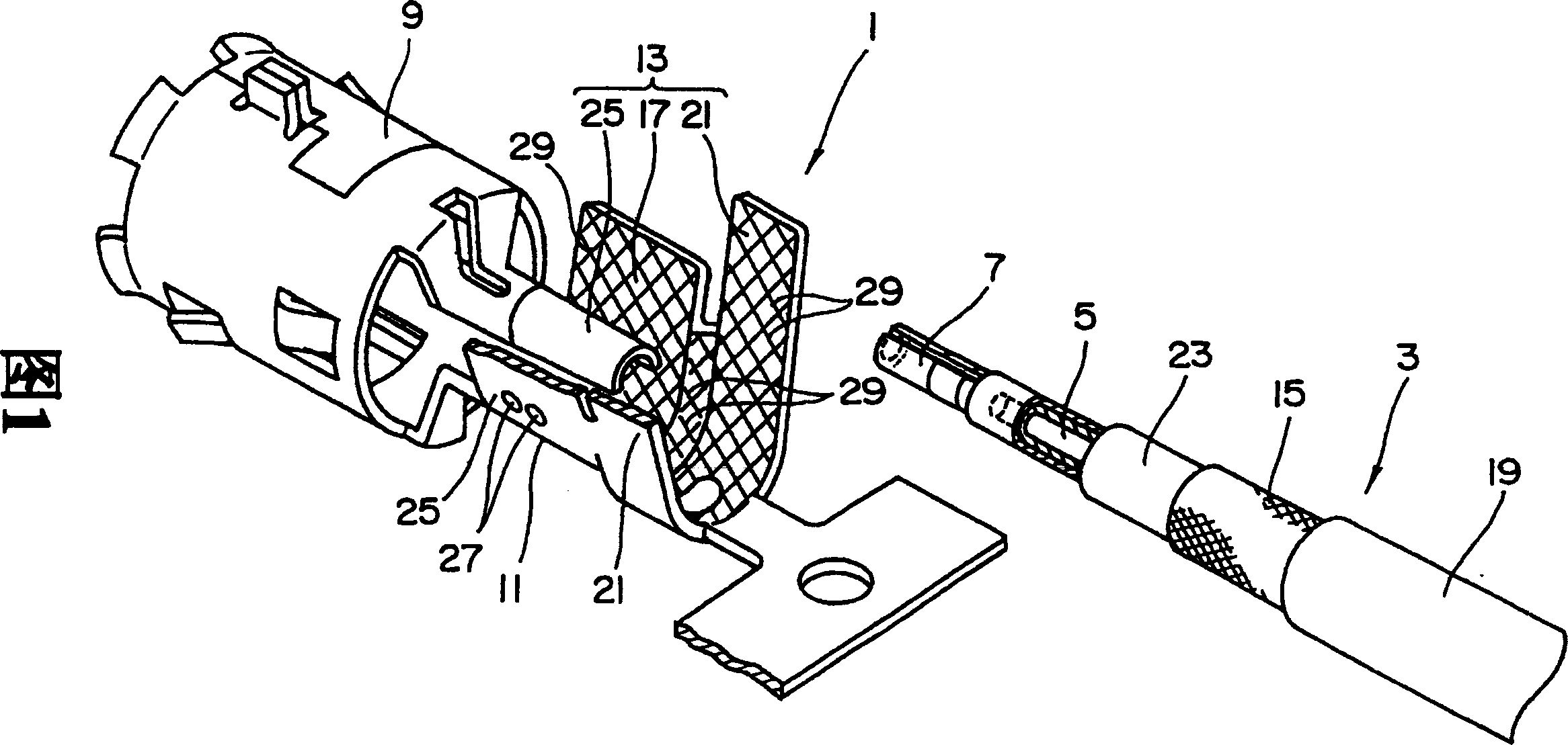 Coaxial cable shield terminal