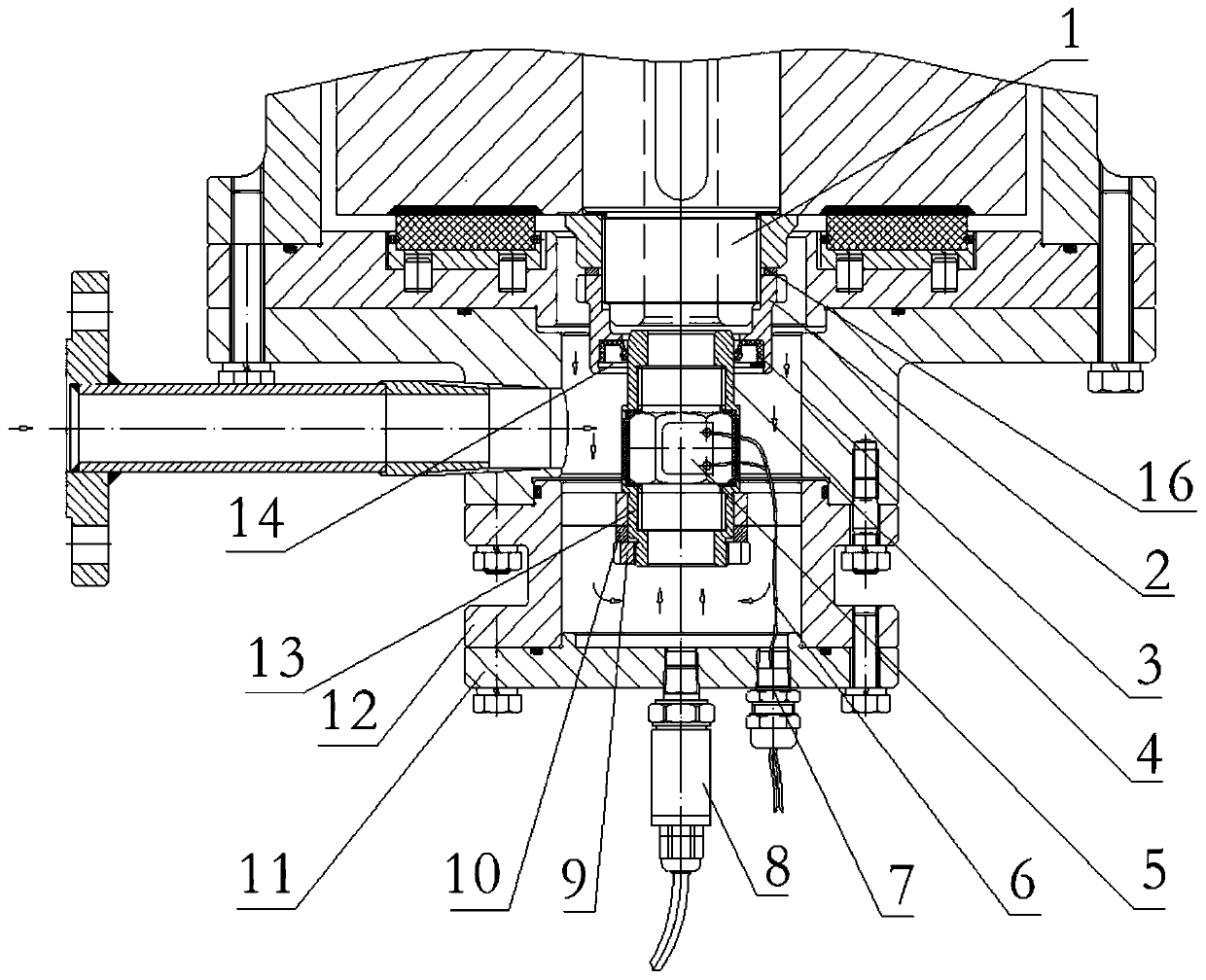 Main pump canned motor auxiliary impeller flow measurement device and circuit shunt measurement method