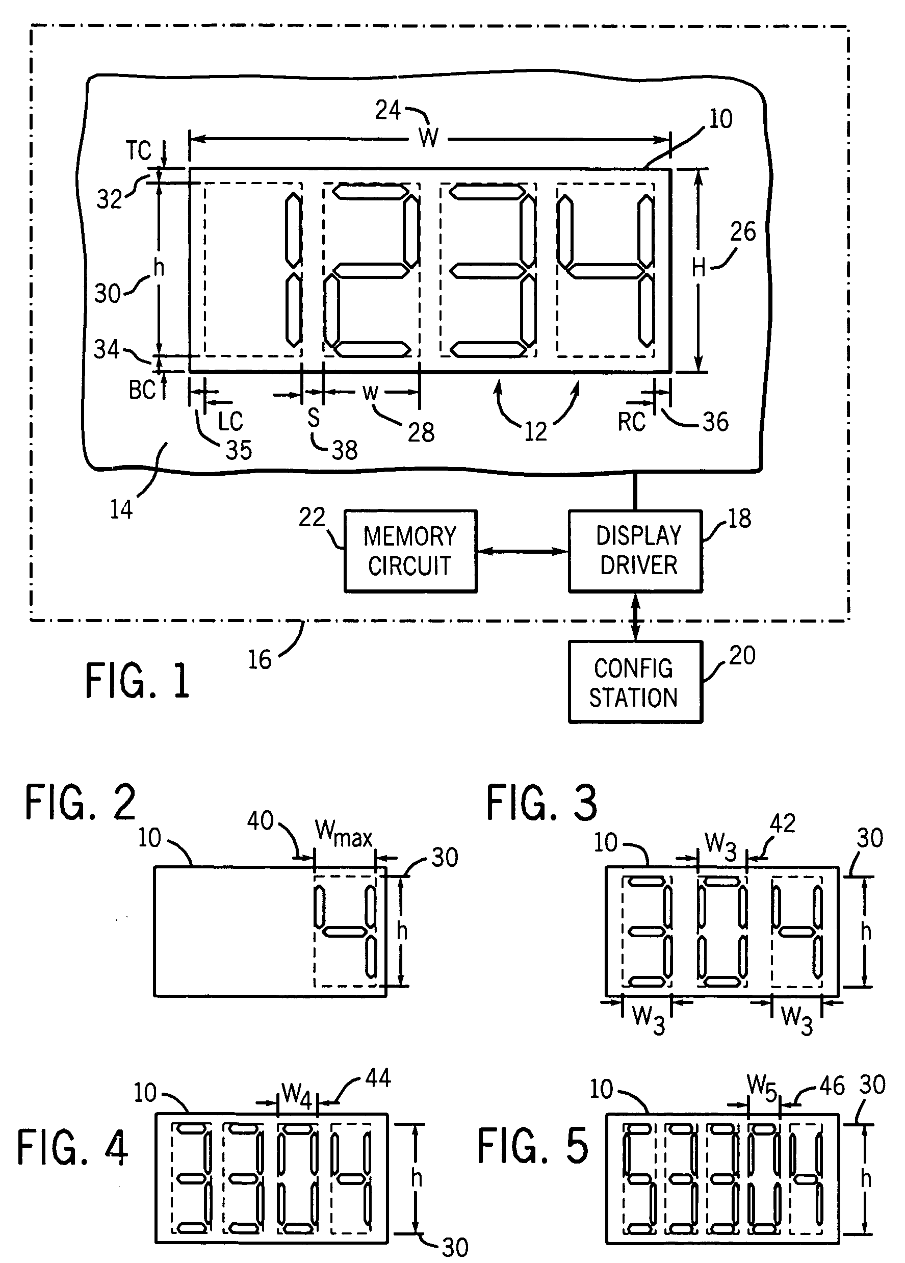 Digital numeric display with adaptive character width