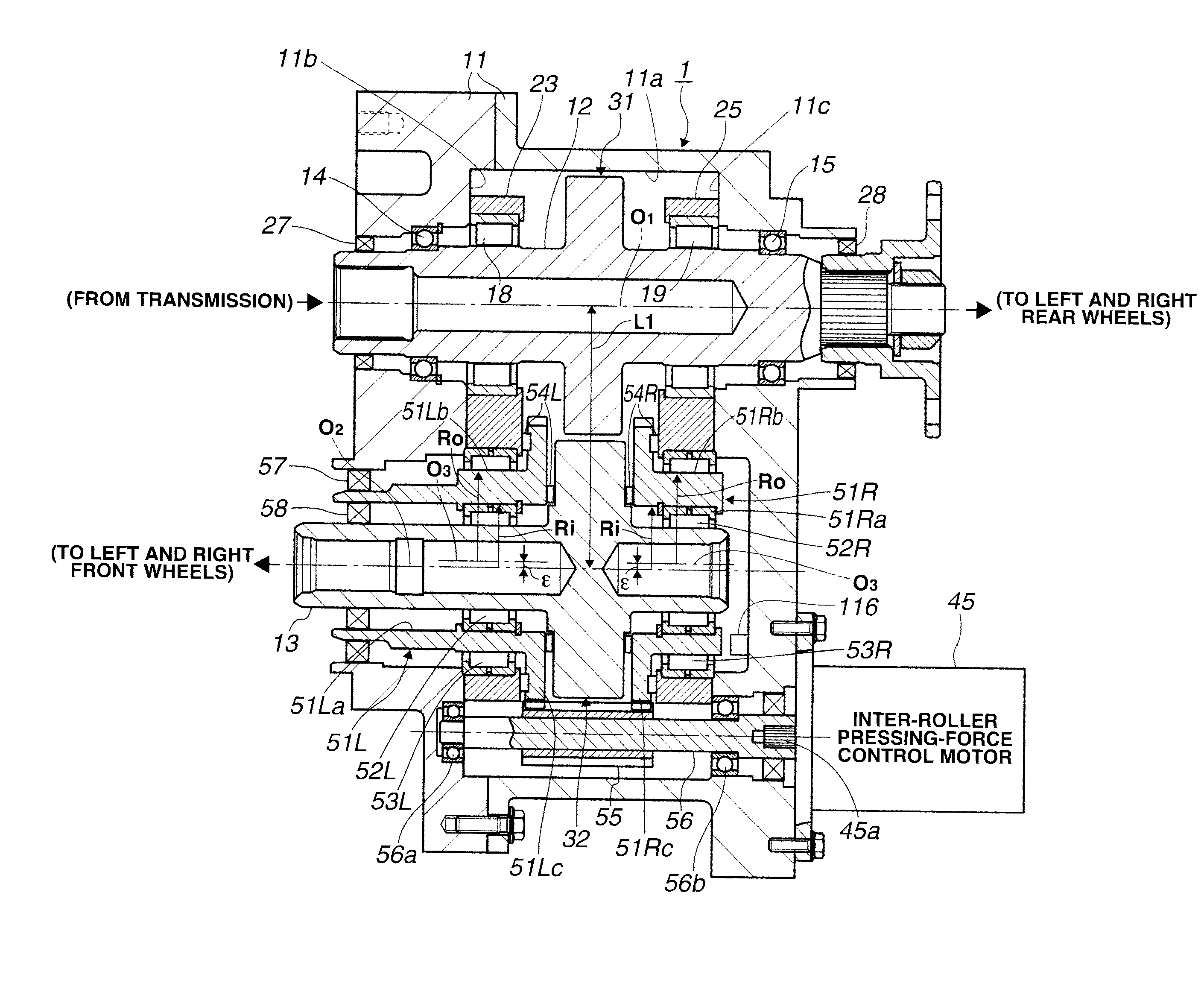 Traction transmission capacity control device used in drive force ...