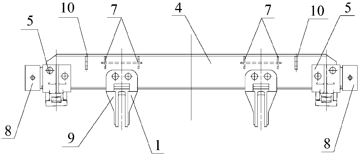 Brake beam of wagon bogie foundational brake device