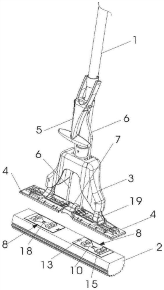 Mop capable of squeezing water at two ends and assembly thereof