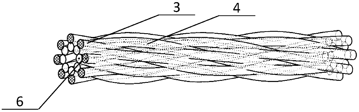Reinforcing core of fiber-reinforced copper matrix composite contact wire