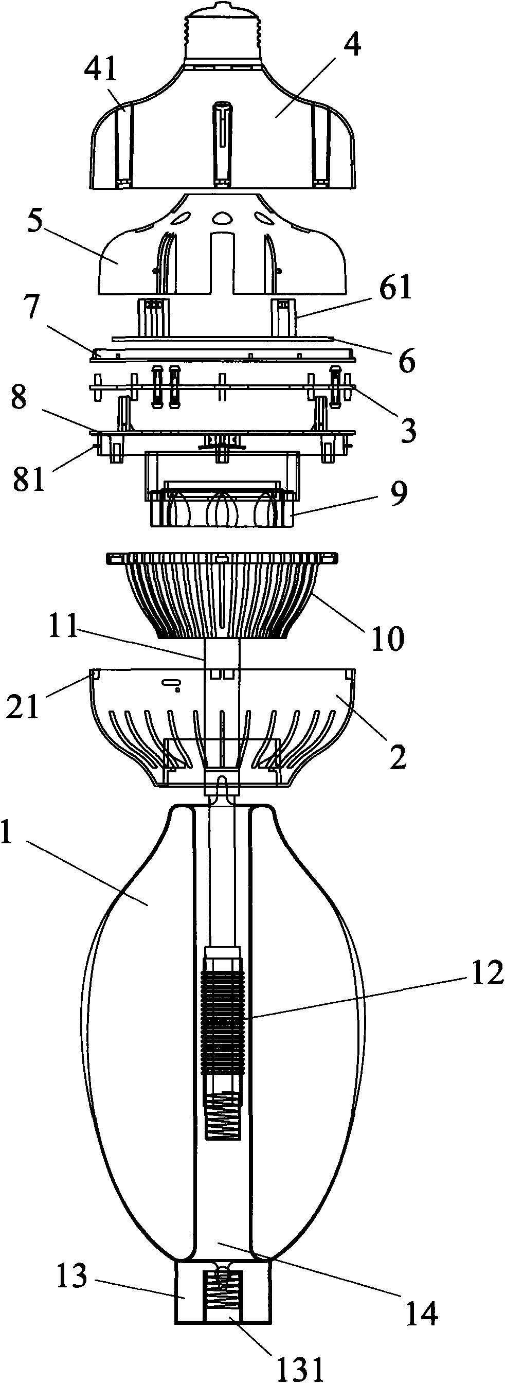 Integrated high frequency electrodeless lamp