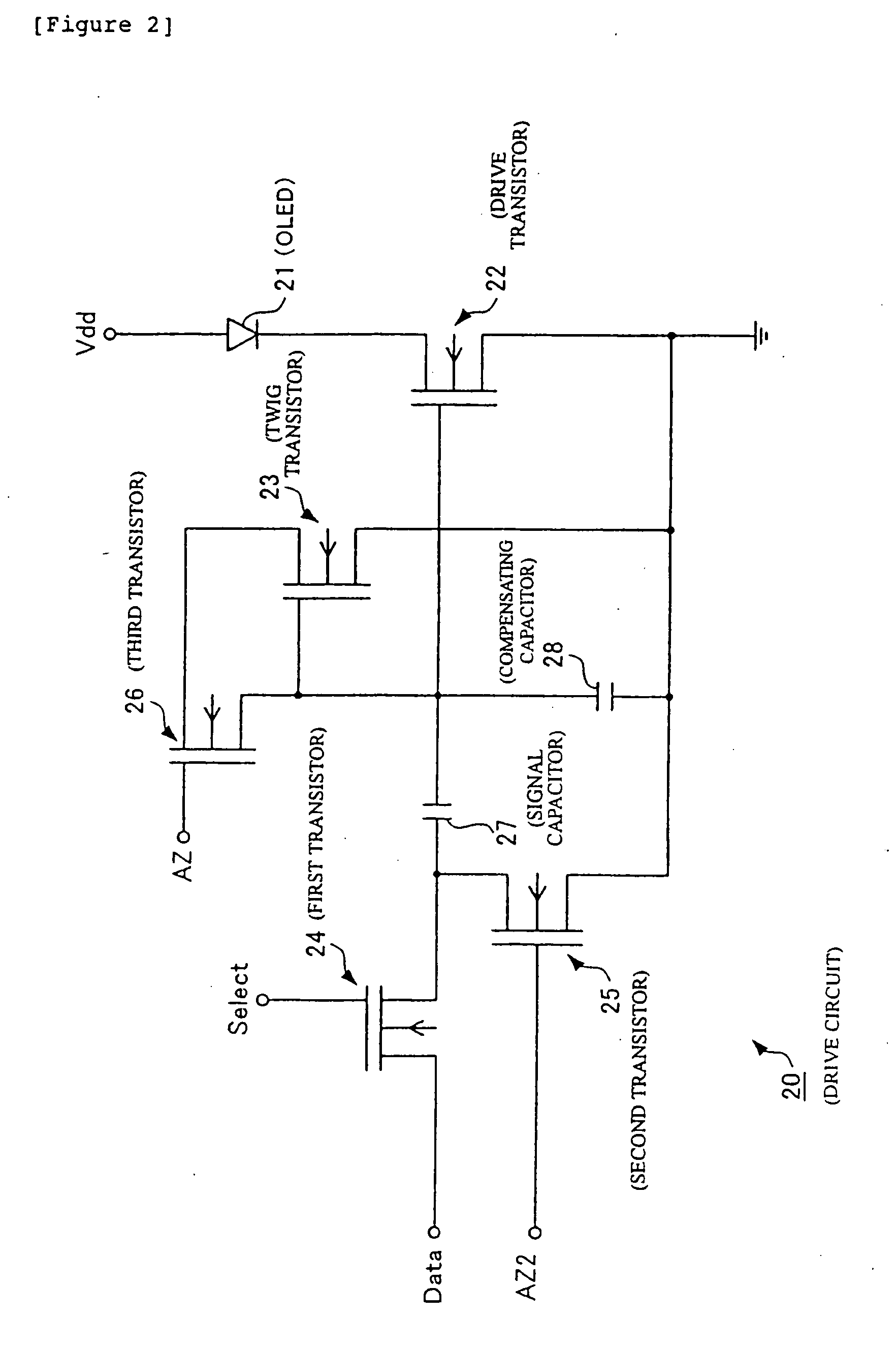 Display unit, drive circuit, amorphous silicon thin-film transistor, and method of driving OLED