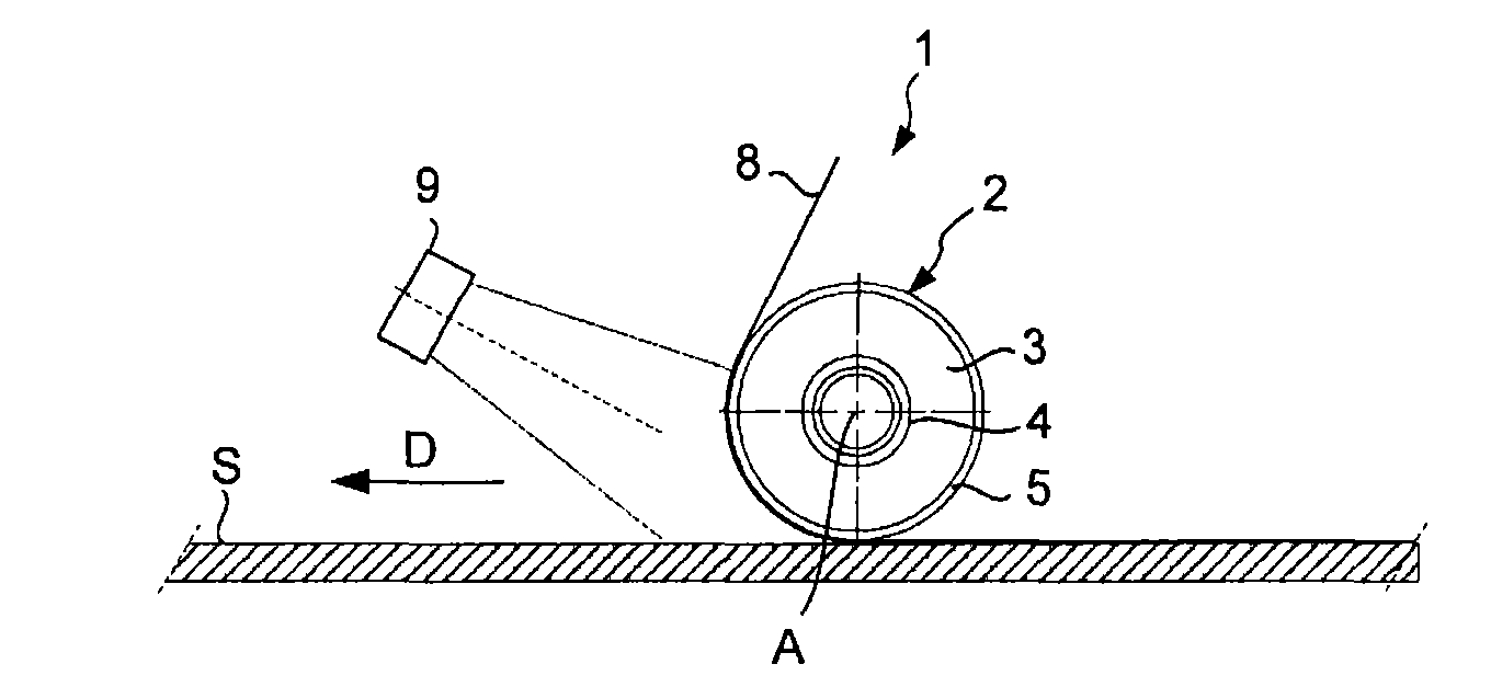 Fiber application machine comprising a flexible compacting roller with a thermal regulation system