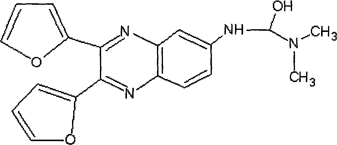 Application of N-[(2,3-di-2-furoquinoline-6-yl)amino]-(dimethylamino)-methanol in preparing anti-AIDS medicaments