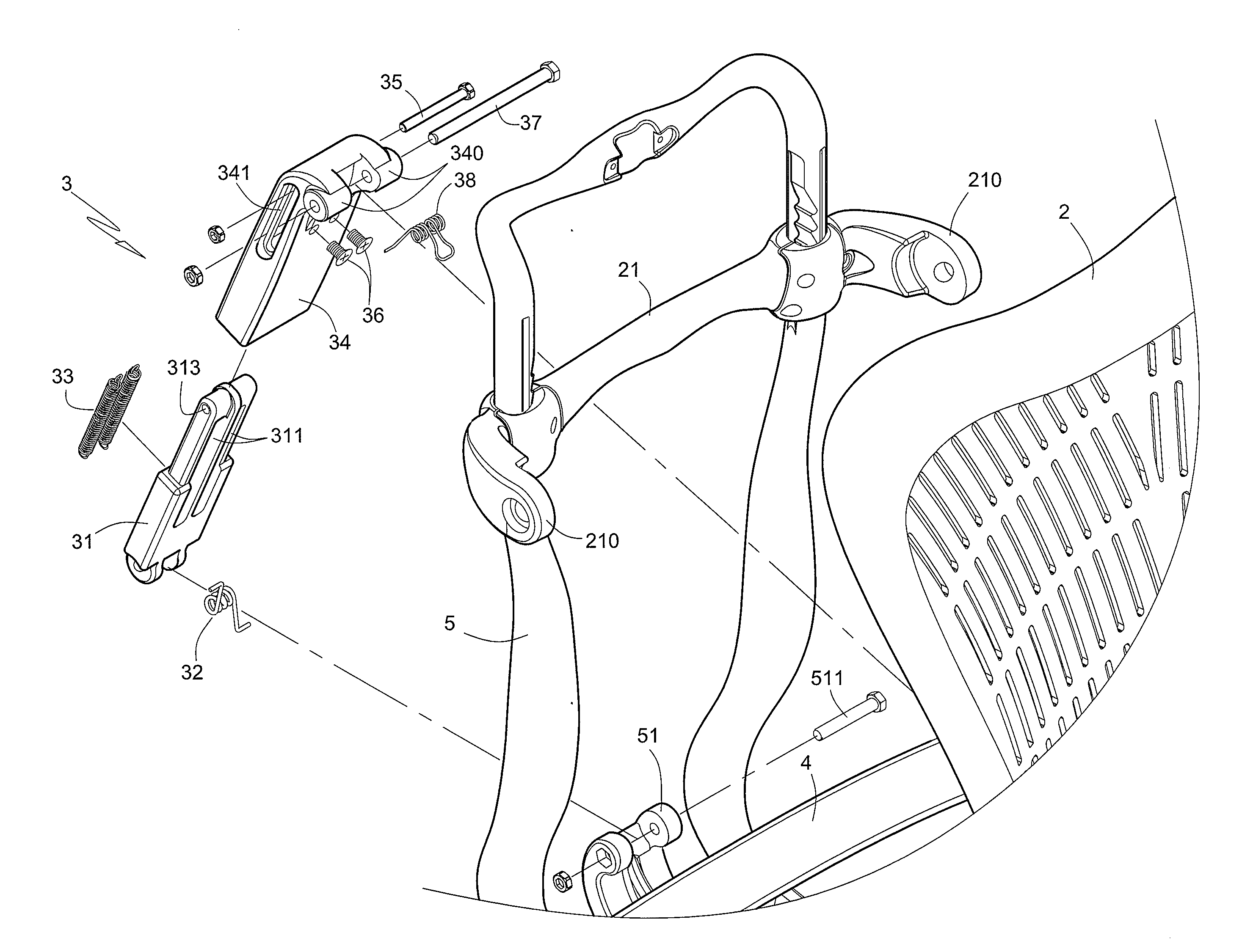 Resilient Lower-Back Supporting Device Capable of Vertical Adjustment Along with Backrest of Chair
