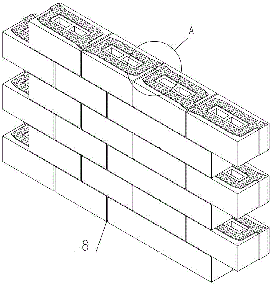 A concrete composite self-insulation integrated block for a fully blocked bridge