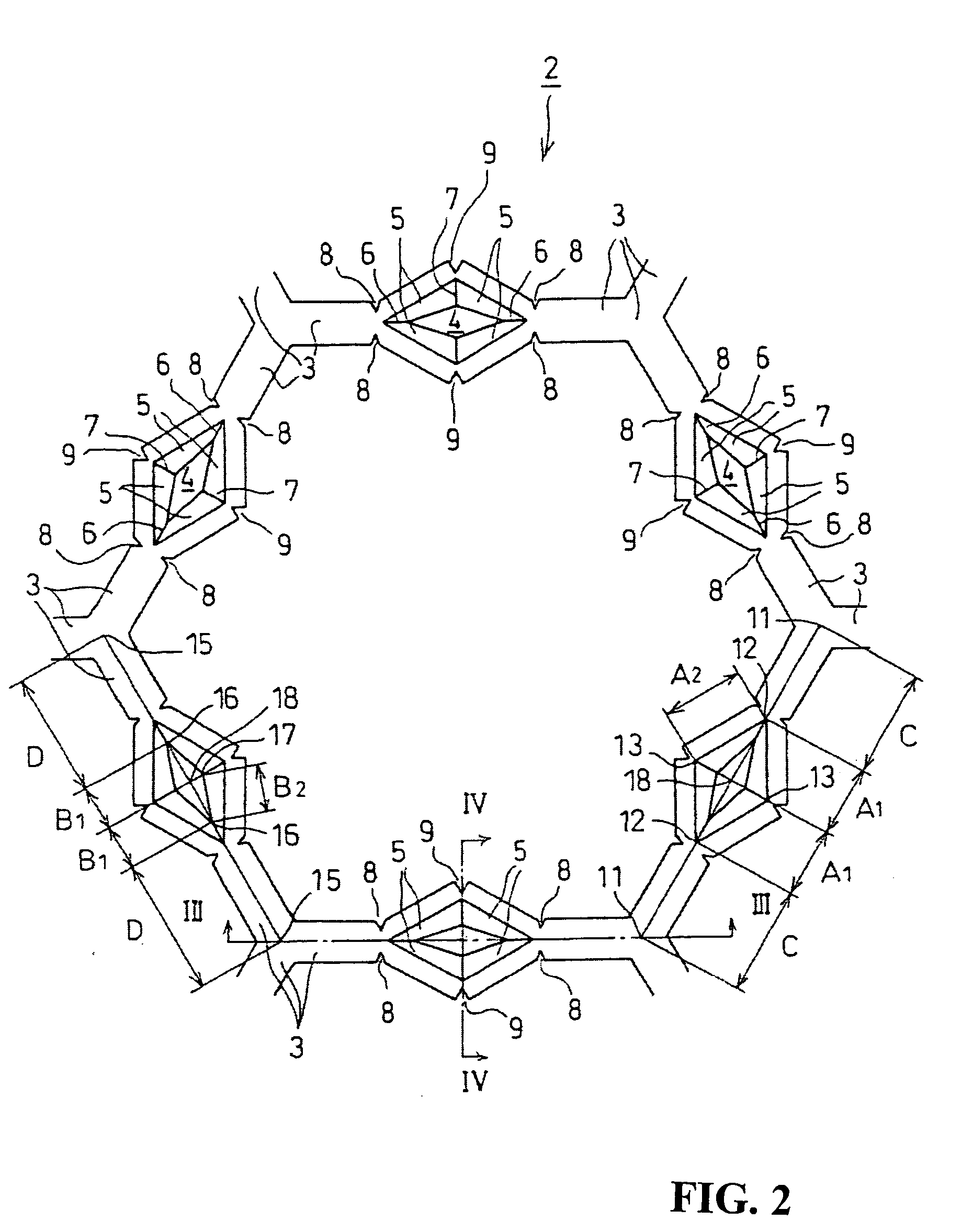 Opening polygonal rib structure and polygonal rib structure