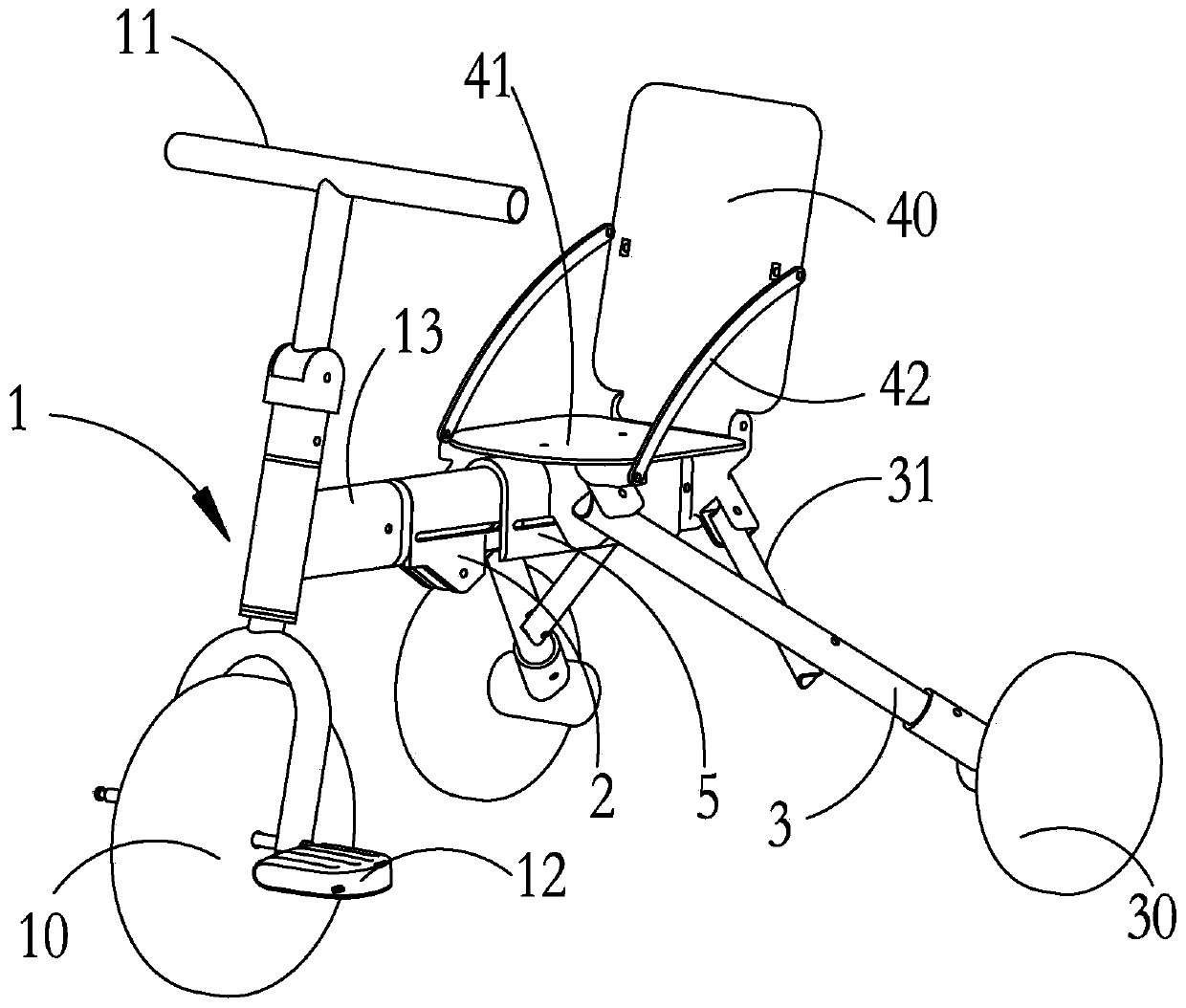 Folding tricycle