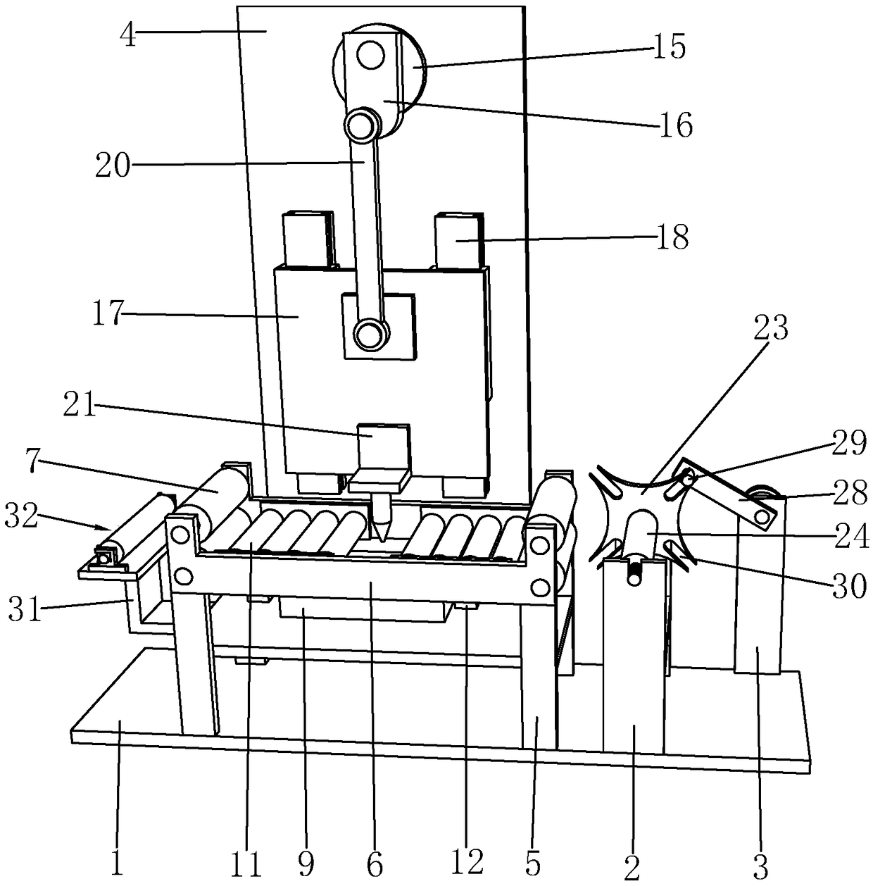 Punching device for packaging cardboards