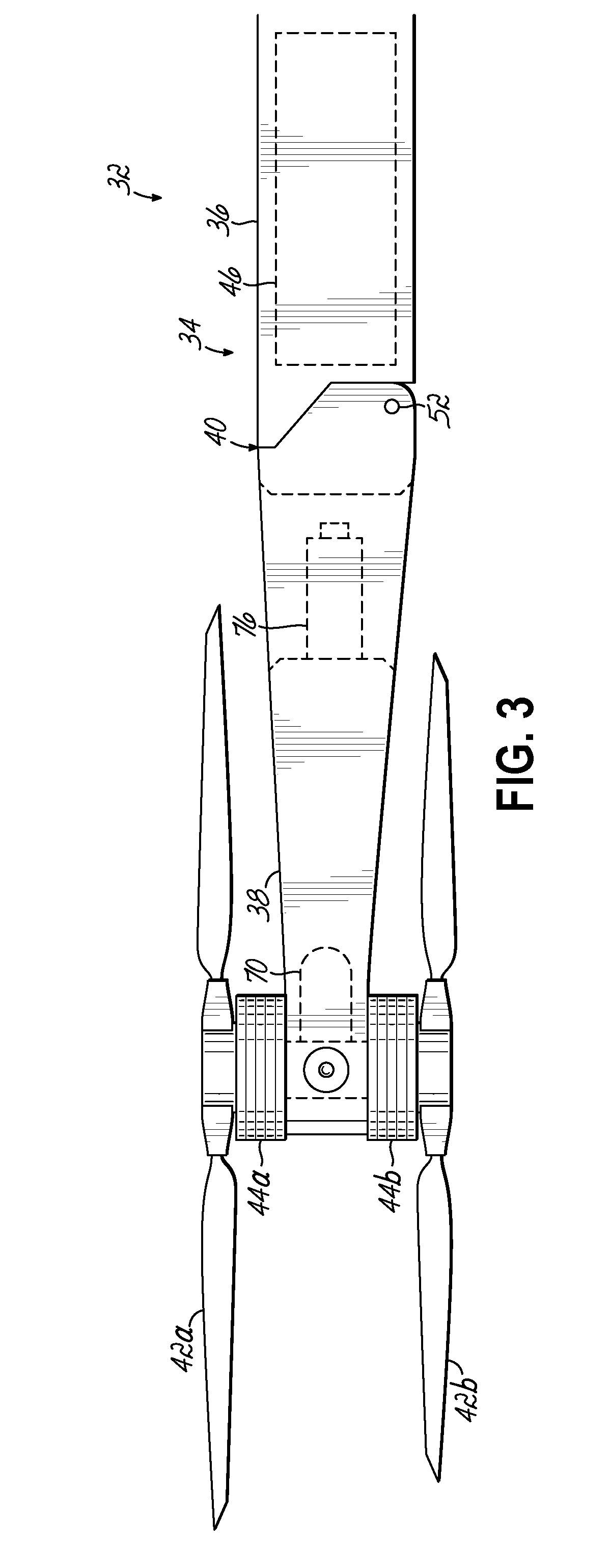 Auxiliary power system for rotorcraft with folding propeller arms and crumple zone loading gear