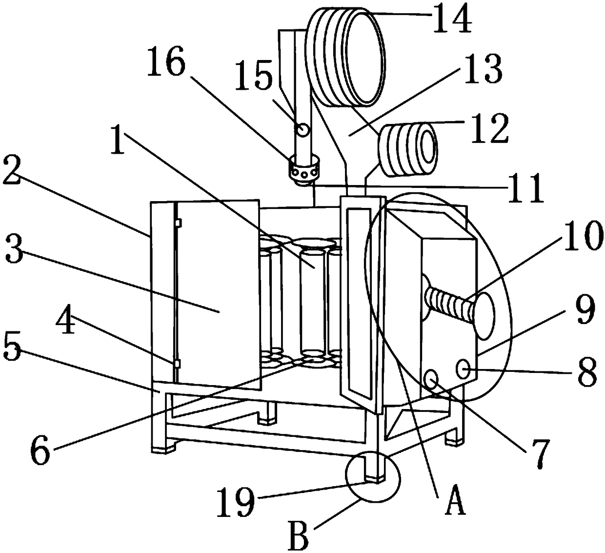 Shaft beating device for doubling of polyester yarns