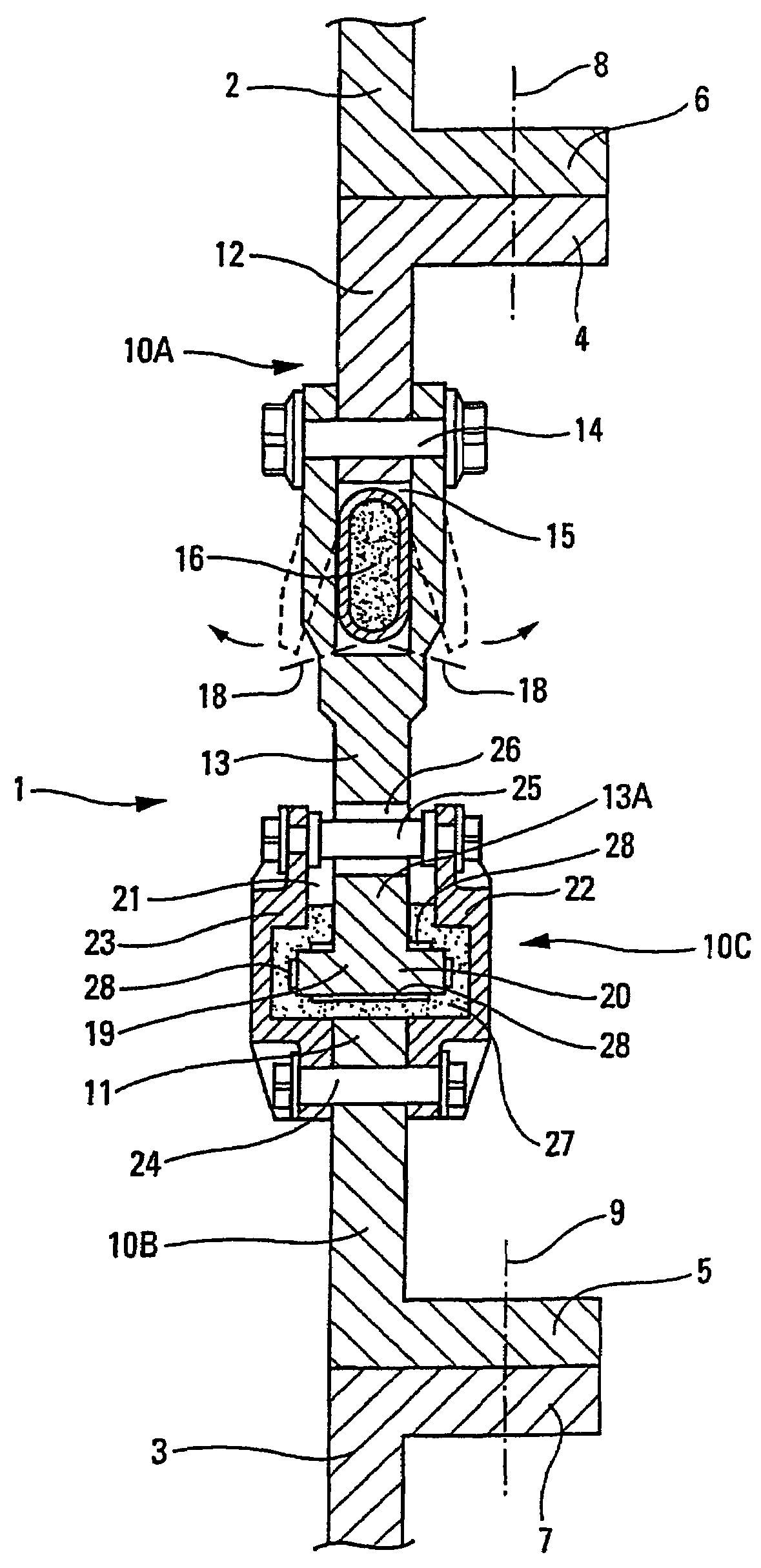 Composite structural part comprising pyrotechnic detonating rupture means