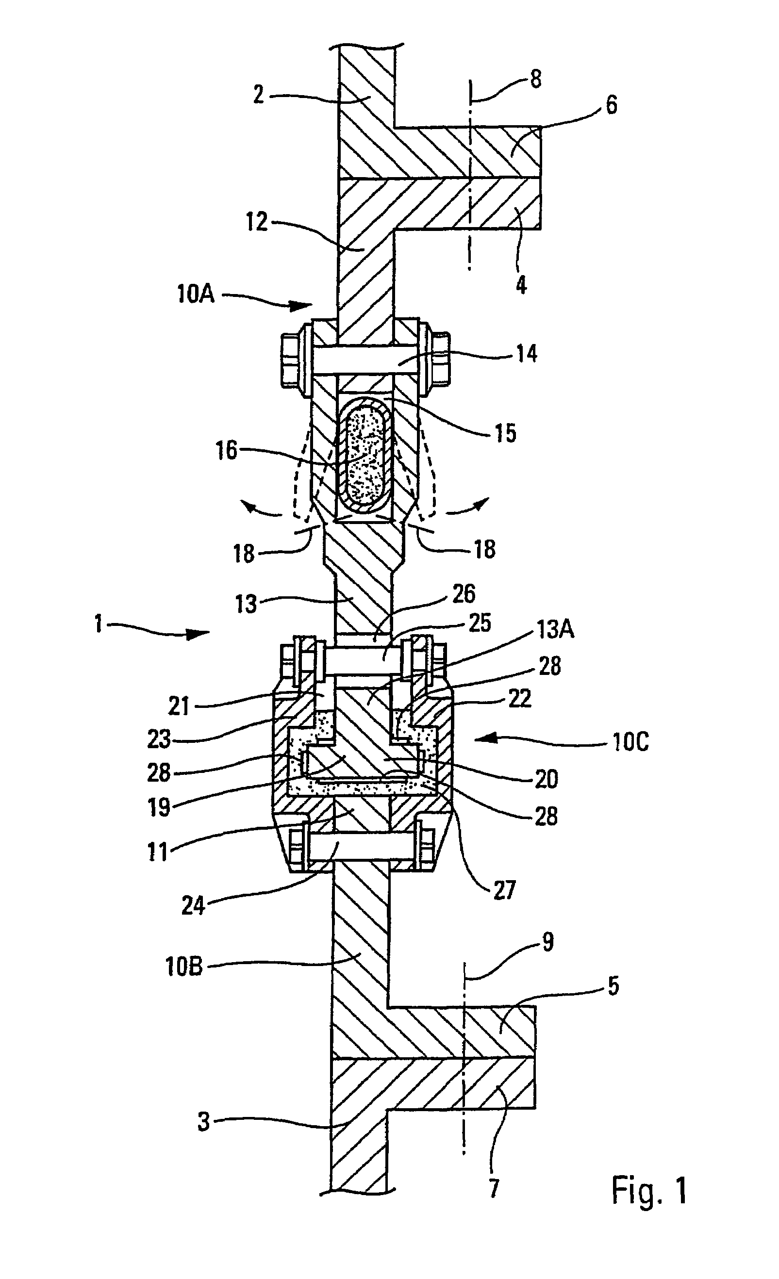 Composite structural part comprising pyrotechnic detonating rupture means