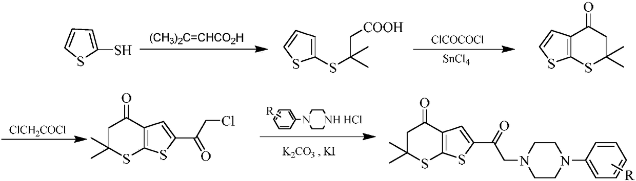 4H-thieno[2,3-b]thiapyran-4-ketone compound and application thereof