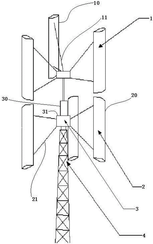 Control system adopting opposite rotation for vertical axis type wind driven generator