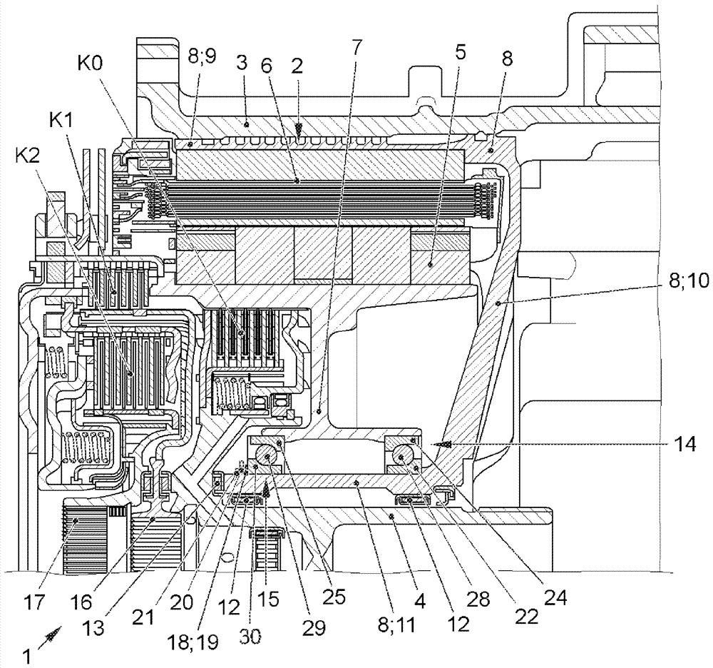 Hybrid drive train device for motor vehicles