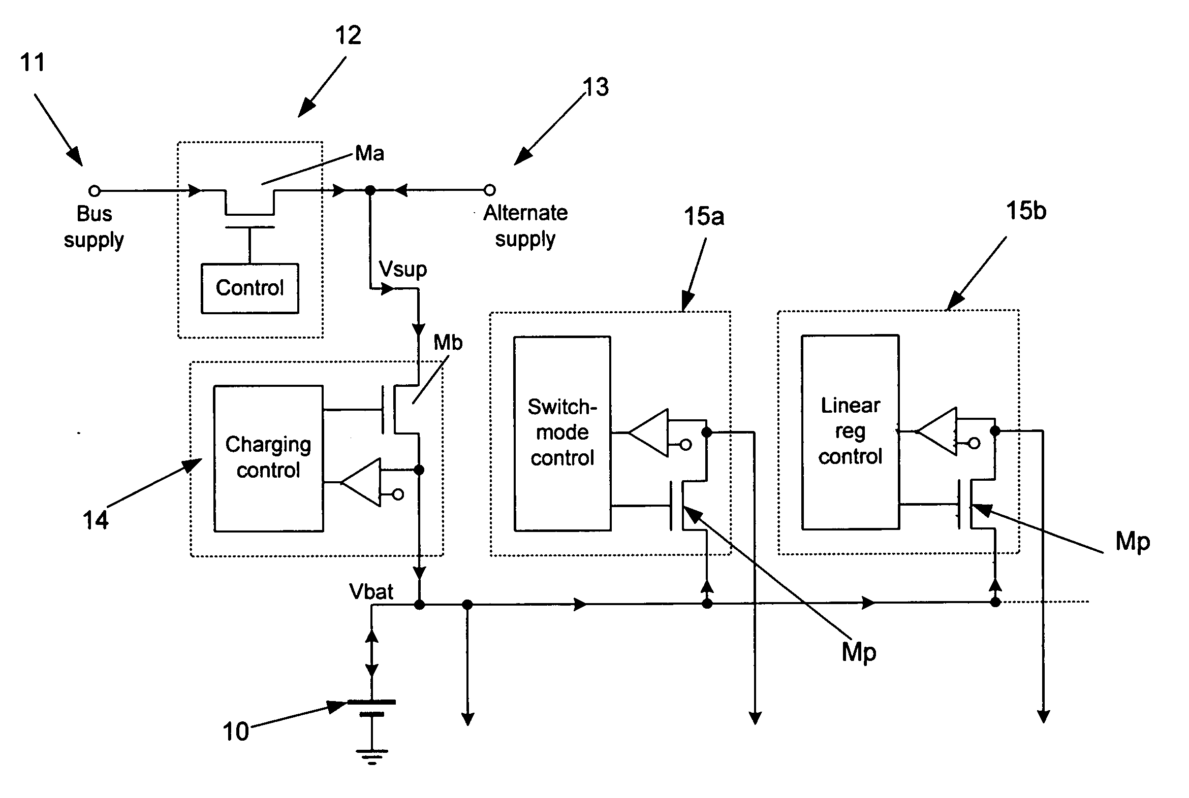 Power supply circuit for portable battery powered device