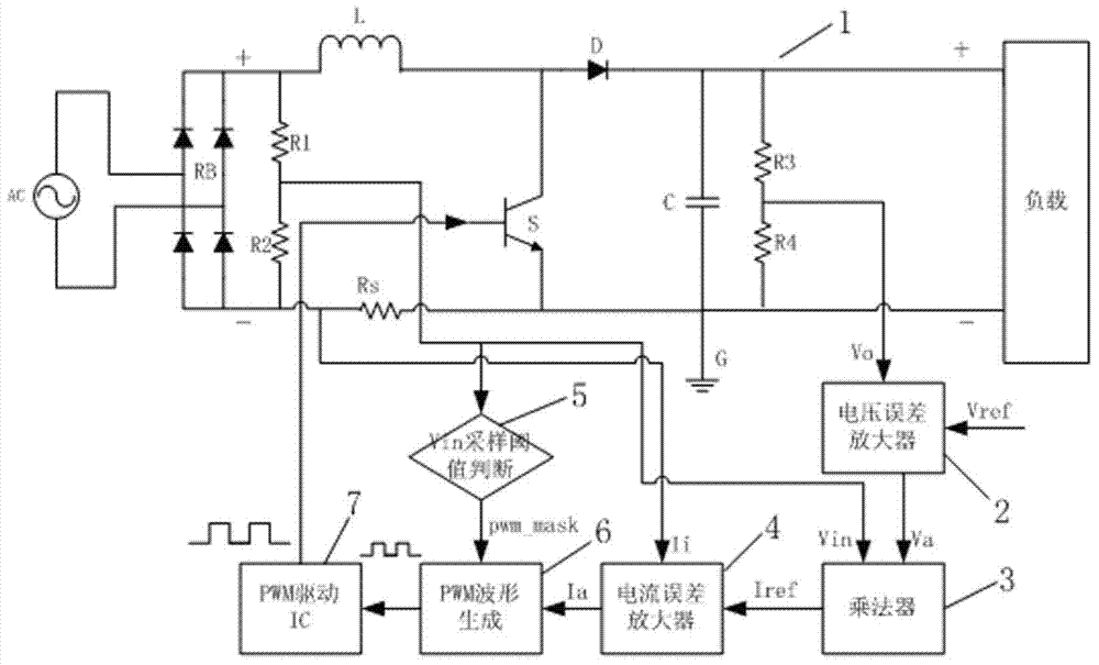 Part active power factor correction circuit controlled by input voltage threshold value