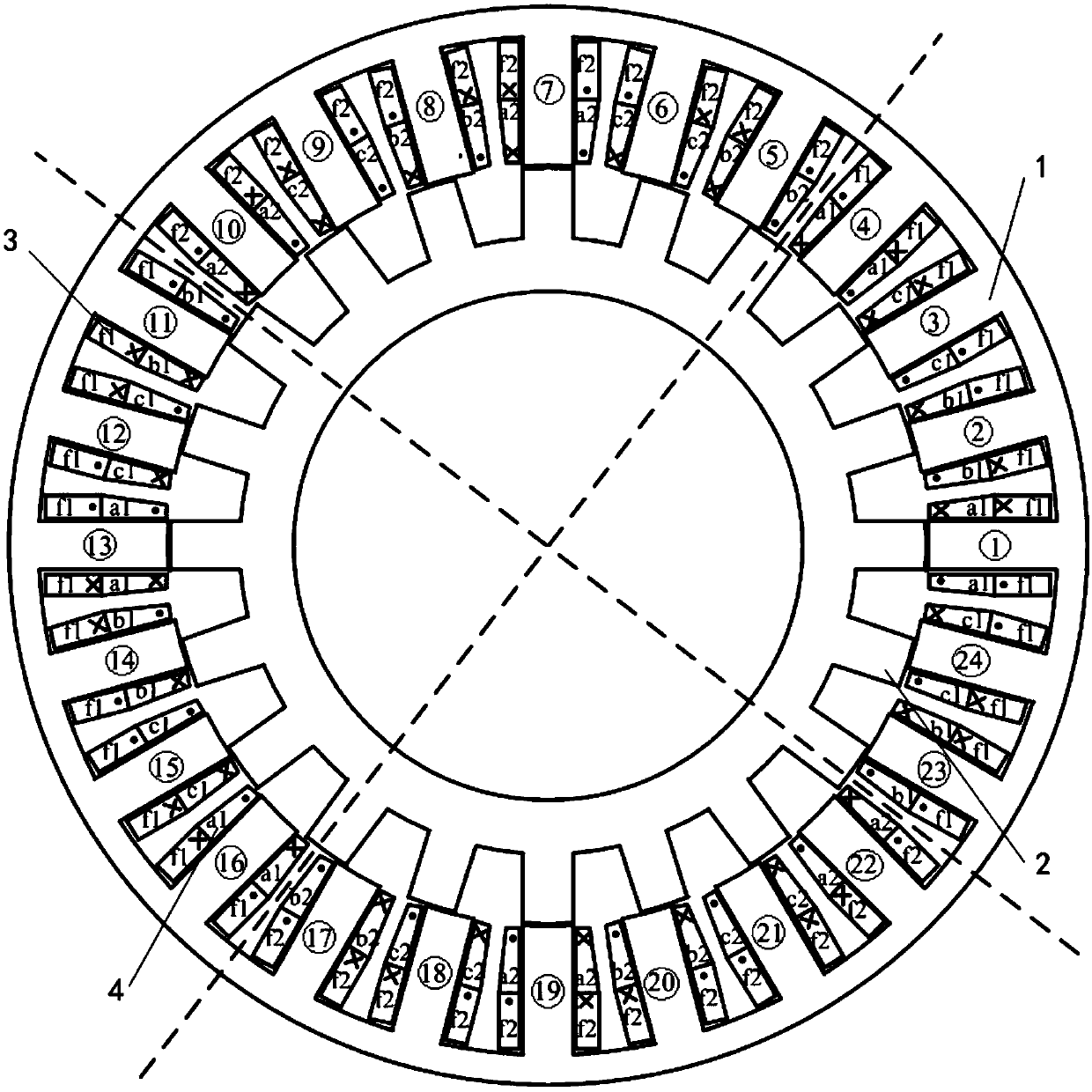 A (12/10)k three-phase n-channel doubly salient pole motor