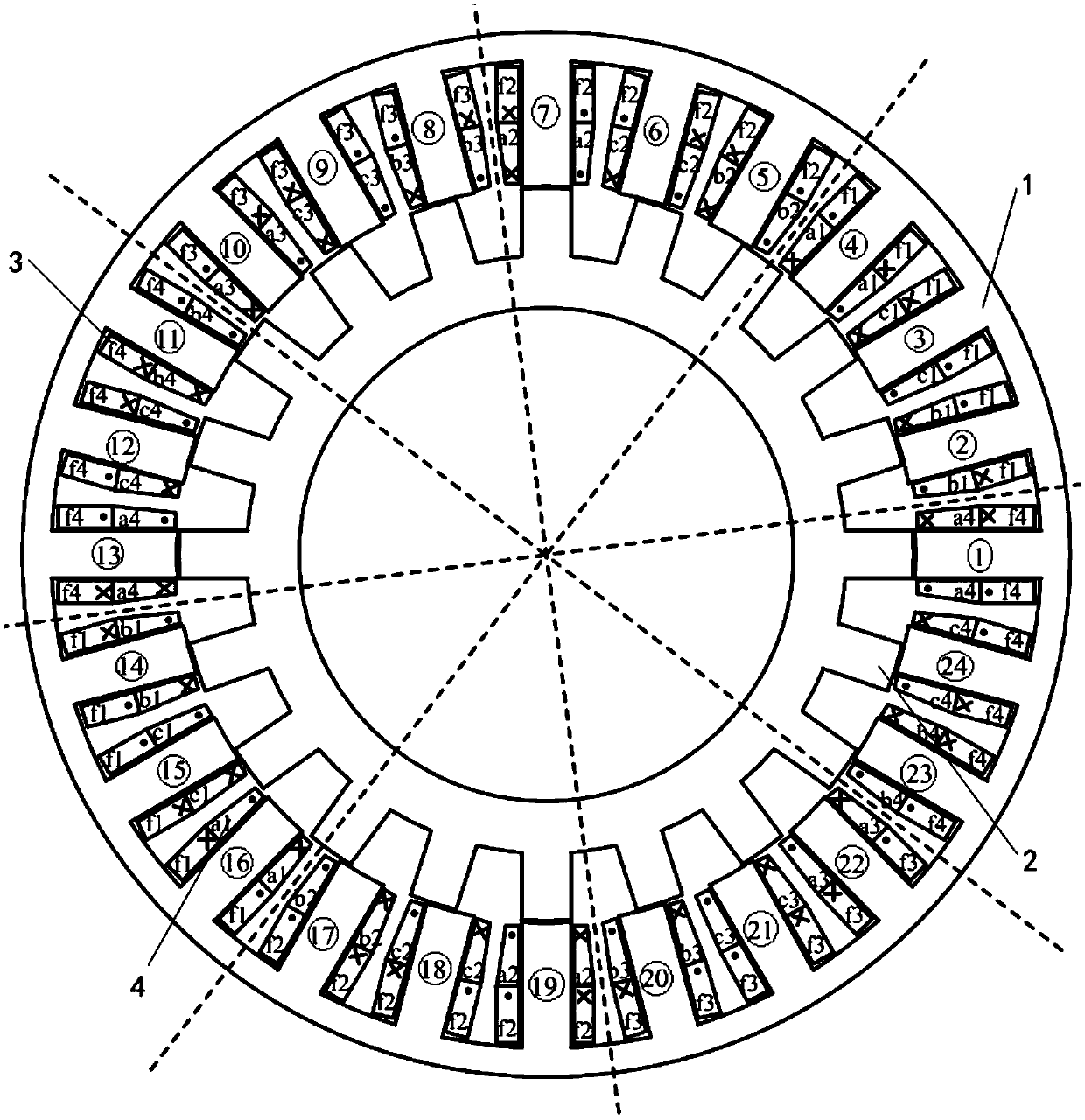 A (12/10)k three-phase n-channel doubly salient pole motor