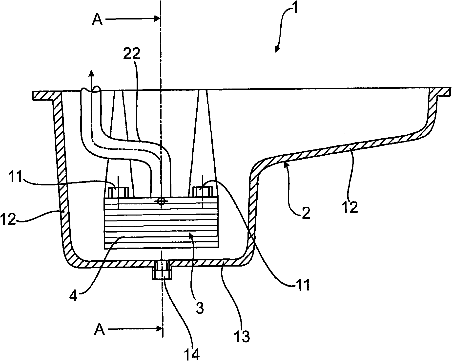 Cooling device for engine and/or gearbox oil, in particular of a combustion engine