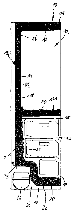 Thermally insulating housing for cooling device