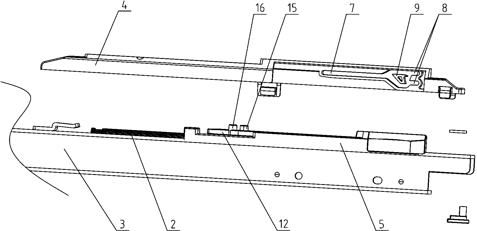 Press type rebound slide rail