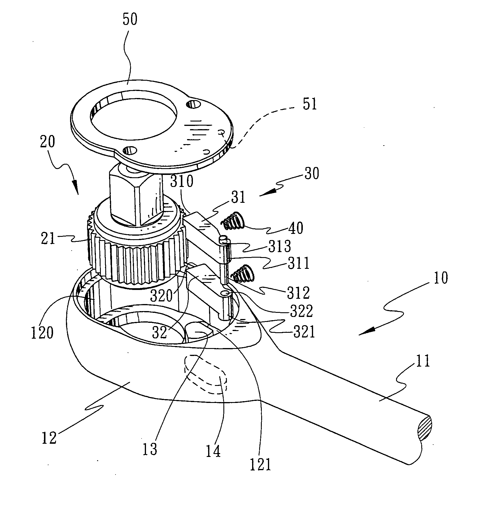 Wrench having a locking device with a smaller driving angle