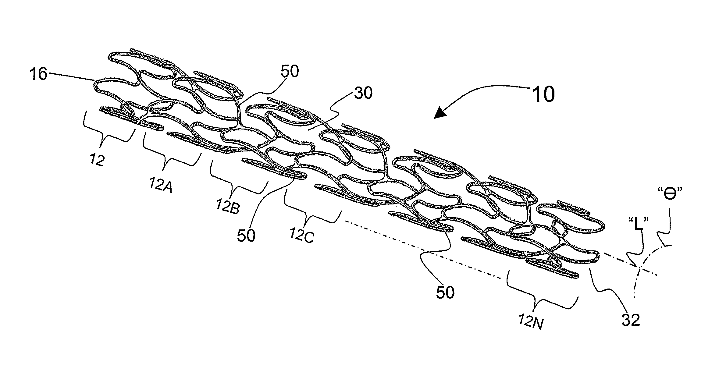 Flexible extendable stent and methods of surface modification therefor