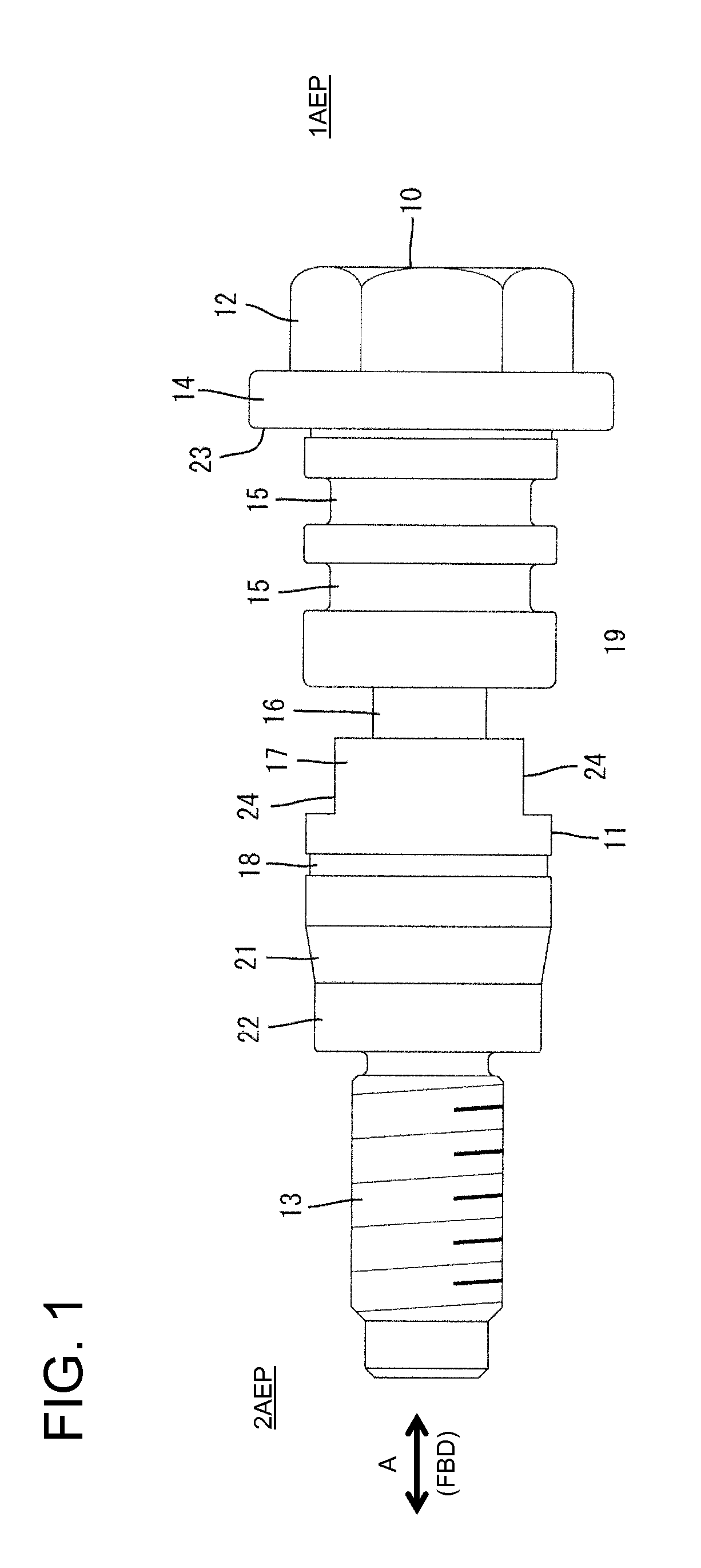 Connector connecting bolt, connector and connector assembly