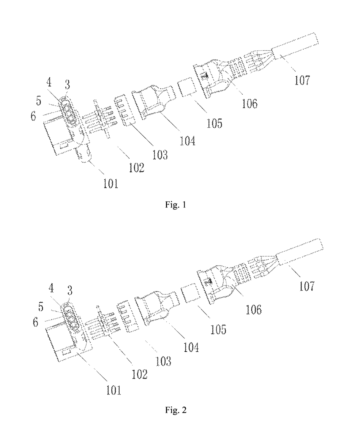 Four-pin AC parallel connector and male and female thereof