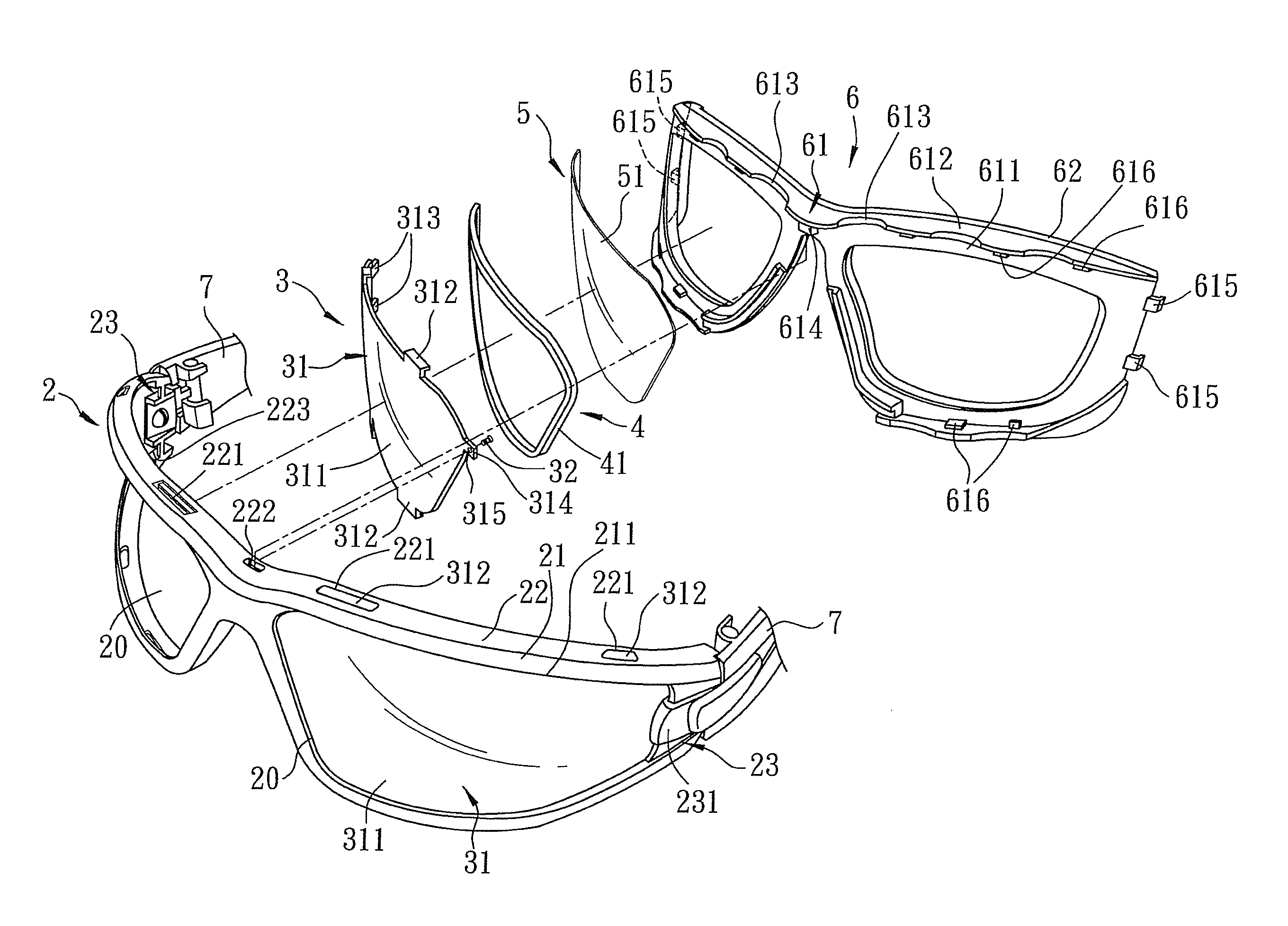 Eyeglasses having bilayered lens asssembly