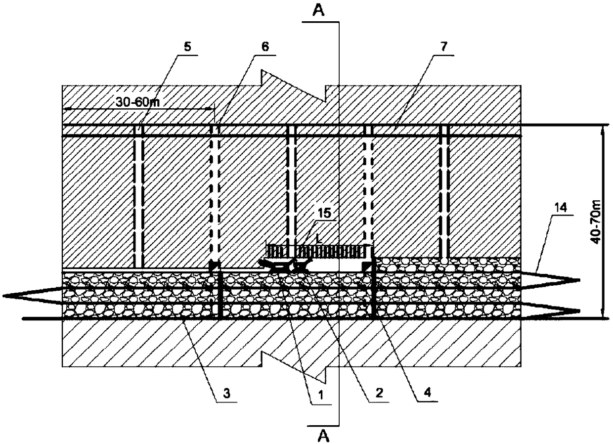 Dipping or high-dipping thin ore cantilever-type tunneling machine ore breaking continuous mining method