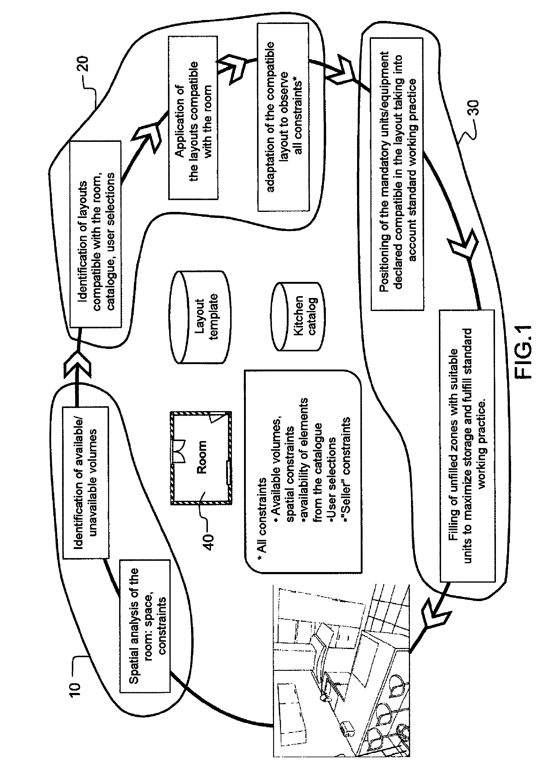 Computer aided design method and system for modular layouts