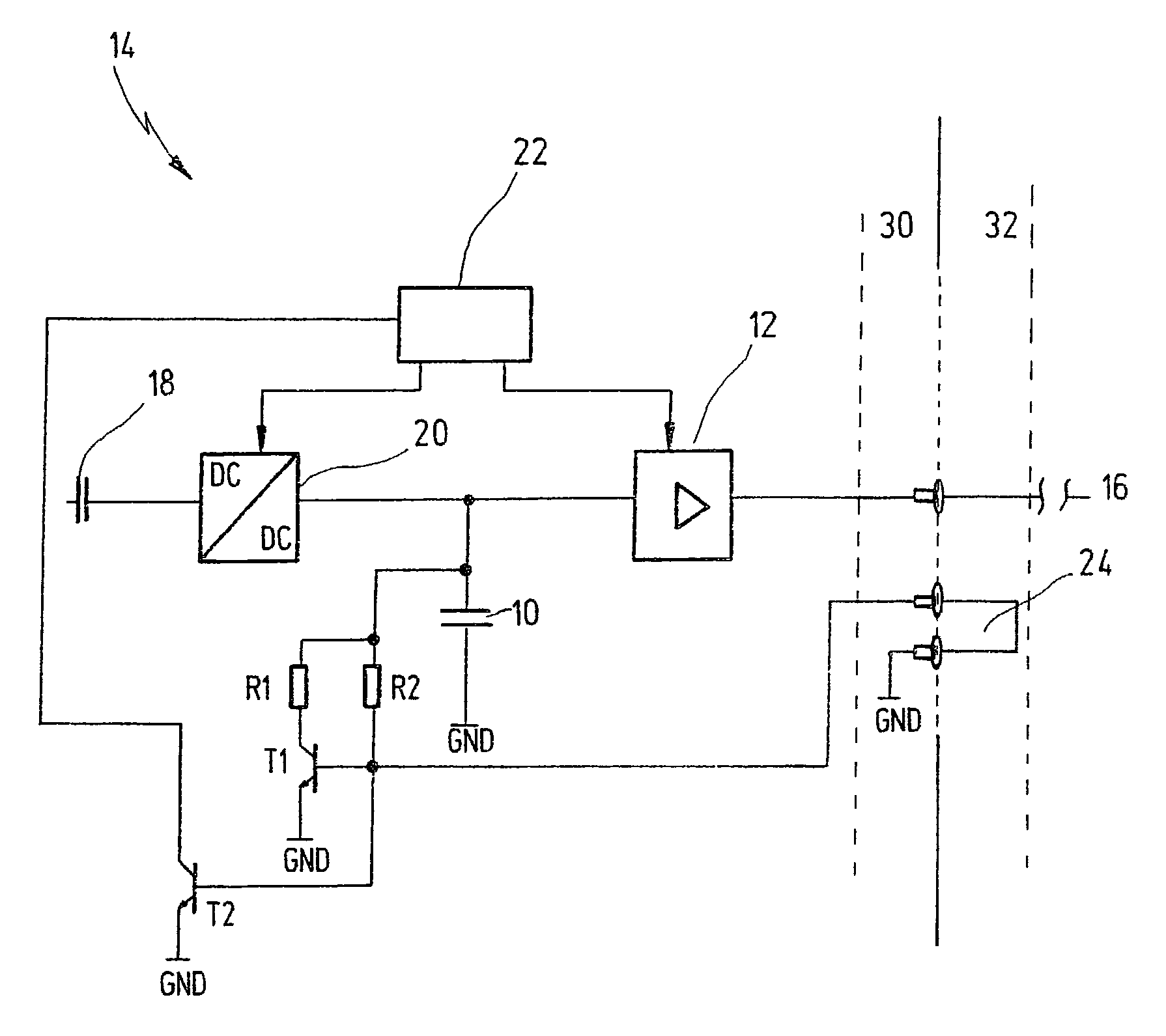 Circuit system for discharging a buffer capacitor used for supplying high voltage to a control unit, in particular a control unit for actuating a piezoelectric output stage