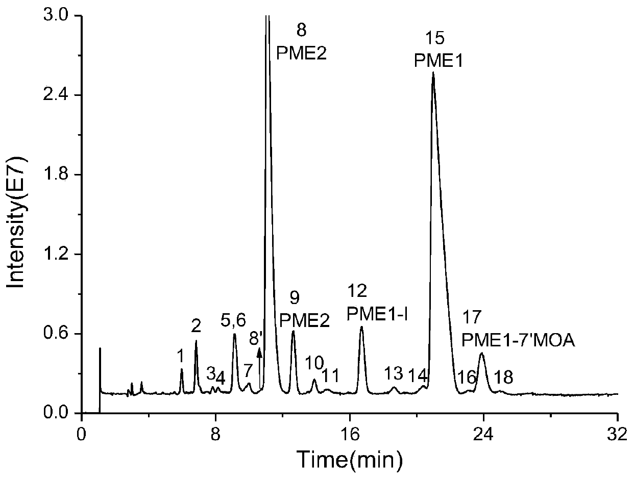 Polymyxin E component, photochemical product thereof and liquid chromatography-mass spectrometry analysis method