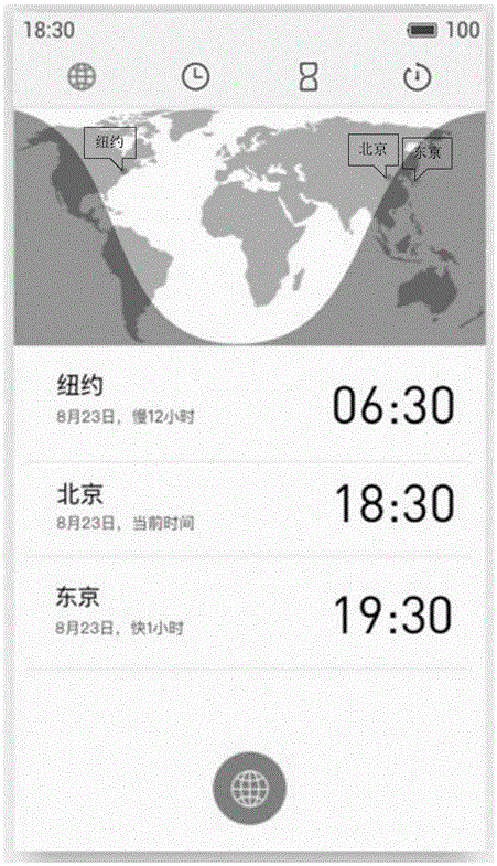 World clock display method and device